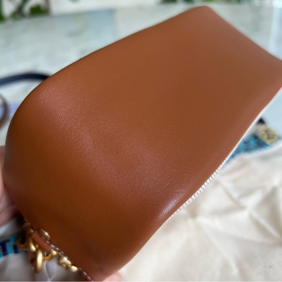 NWOT Tory Burch Perry Bombe Canvas Colorblock Mini Bag Multi Striped Leather - Picture 9 of 12